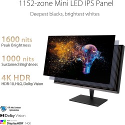 ASUS ProArt PA32UCG-K - Ecran PC 32'' 4K IPS MiniLED - 3840x2160 - 120Hz - 1600cd/m² - Display Port, 3x HDMI, 2xUSB-C Thunderbol
