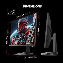 KOORUI Ecran PC Gamer 200Hz, Ecran Gaming 24 Pouces, Fast IPS, HDR 400, Adaptive Sync, FHD 1080P, 1ms, VESA 75x75mm, HDMI 2.0 & 