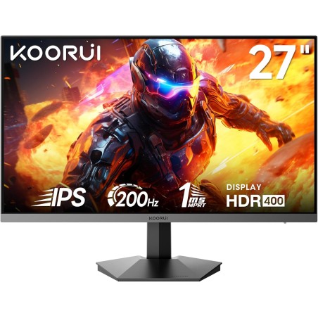 KOORUI 27 Pouces ecran pc Gamer, 200Hz 1ms Fast IPS, FHD Moniteur Adaptive Sync, Montage VESA 75 x 75 mm Possible, Inclinaison r