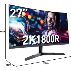 KOORUI Ecran Gaming 27 Pouces, Ecran PC Gamer 200Hz, Fast IPS, HDR 400, Adaptive Sync, QHD 1440P, 1ms, VESA 75x75mm, HDMI 2.0 & 