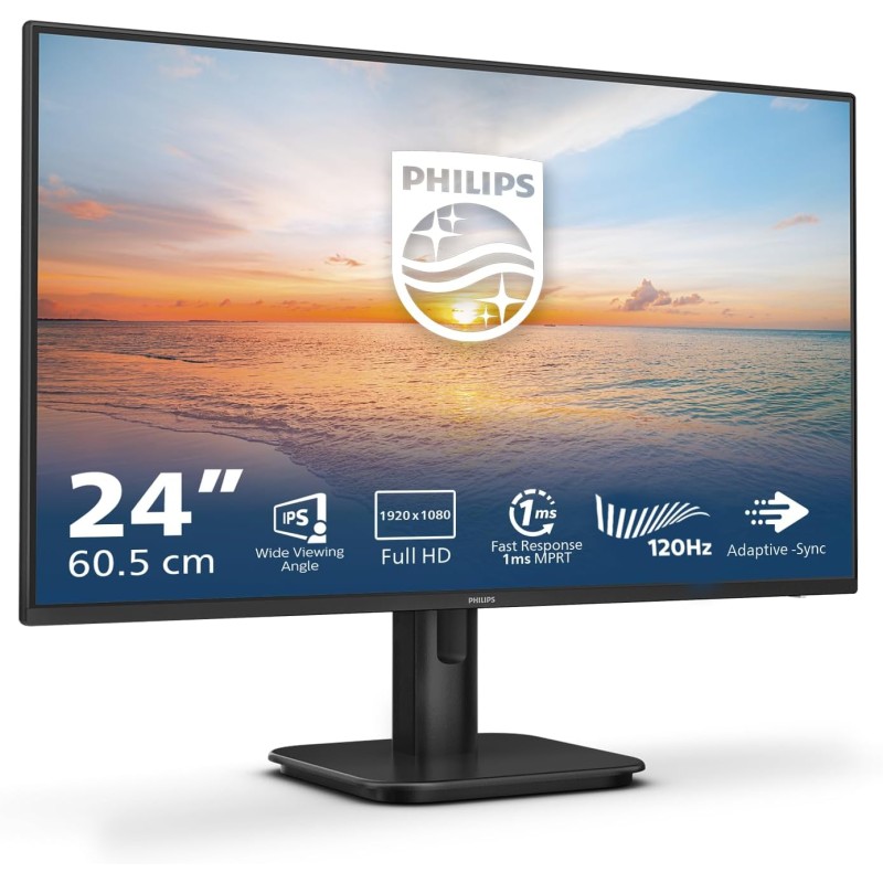 Philips 24E1N1100A - 24 Zoll Full HD Monitor, eingeb. Lautsprecher (1920x1080, 100 Hz, VGA, HDMI 1.4) Schwarz