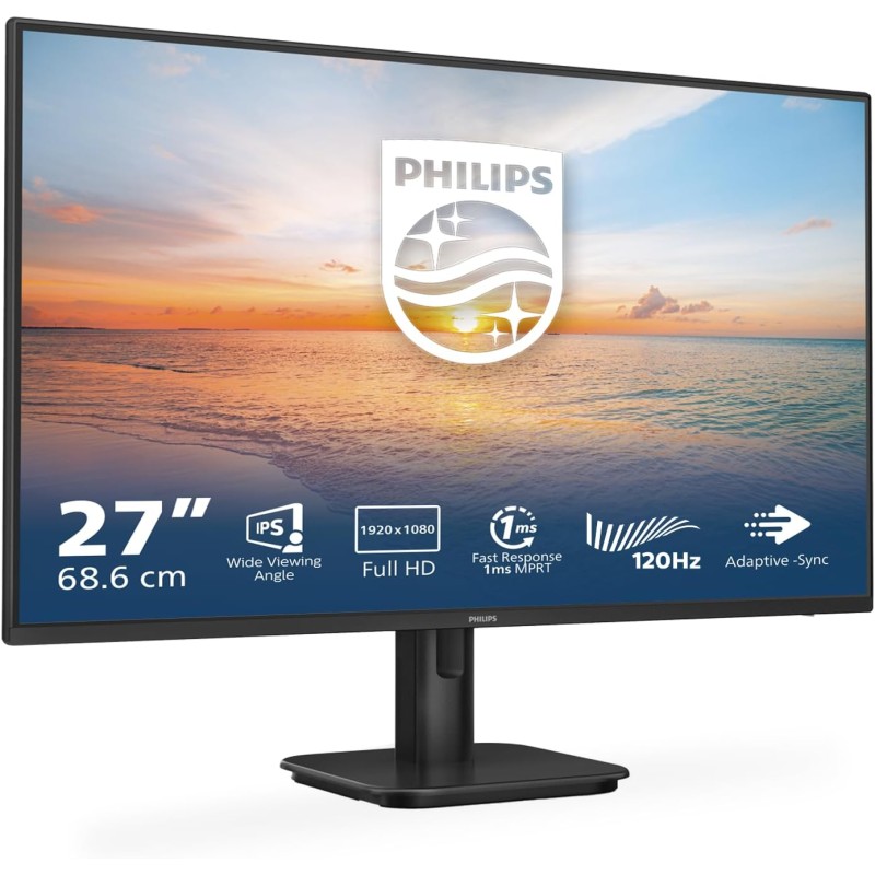 Philips 27E1N1100A - Moniteur Full HD 27", Haut-Parleur intégré, Temps de réponse de 1 ms (1920x1080, 120 Hz, VGA, HDMI 1.4) Noi