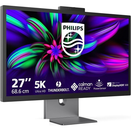Philips 27e3u7903 27 pouces adobe rgb 99% + 5k, 70 hz, ips noir, mprt 4 ms, adaptive sync, hdr600, hauteur ajustable, webcam, ha