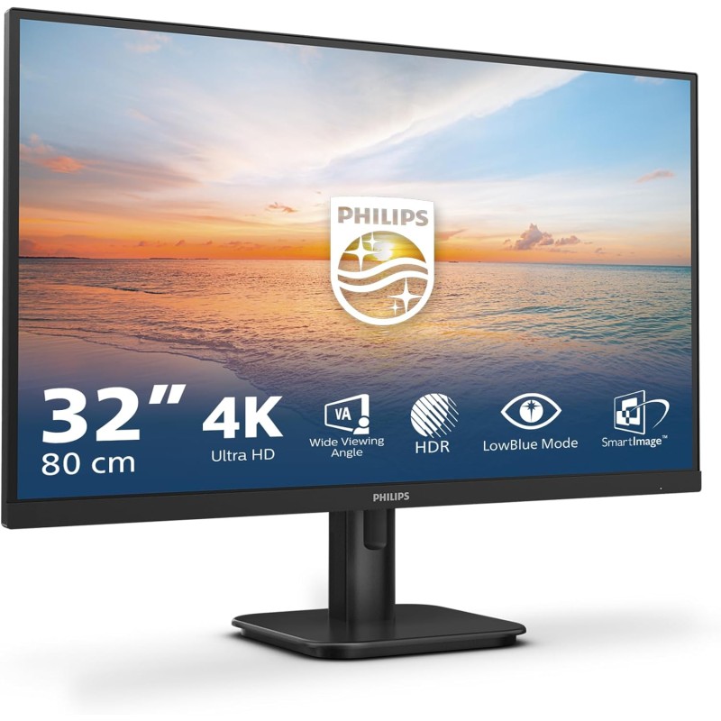 Philips 32E1N1800LA - Moniteur Ultra HD 32 Pouces, Adaptive Sync, HDR10, Haut-parleurs (3840x2160, 60 Hz, DisplayPort, HDMI) Noi