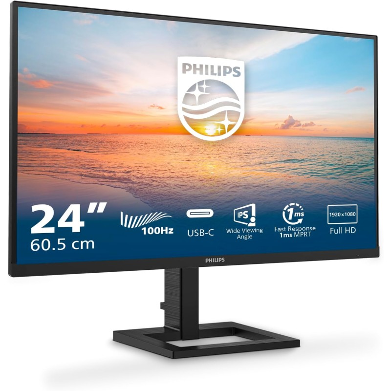Philips 24e1n1300ae - moniteur fhd 234 pouces, 100 hz, ips, 1ms, alimentation usb-c, hauteur réglable, haut-parleurs, mode lowbl