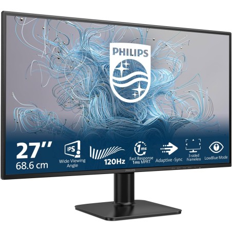 Philips 27E1N1200A - Moniteur Full HD 27 Pouces, 120 Hz, Adaptive Sync., Haut-parleurs (1920x1080, 1x D-Sub, 1x HDMI 1.4, 1x Dis