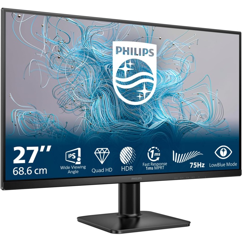 Philips 27E2N1500L 27 Zoll QHD Monitor, 75Hz, IPS, 1ms MPRT Adaptive Sync HDR10 Höhenverstellung (2560x1440,HDMI 1x1.4,DP 1x 1.4