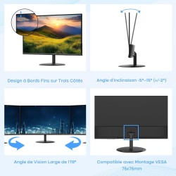 Minifire Écran PC 22 Pouces FHD (1920 x 1080), 120Hz, 107% sRGB, Mode Faible lumière Bleue, Angle de Vision de 178°, Design de M