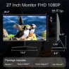 Minifire écran 27 pouces pc moniteur, 100hz, fhd (1920 x 1080), srgb 110%, hdmi 1.4, usb-c, anti-bleulight, vesa 100x100mm(câble