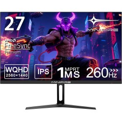 Minifire 27 Ecran PC Gamer,260Hz, Fast IPS Moniteur Gaming, QHD 2K 2560 x 1440p,1Ms, Écran Blanc, Freesync, 130% sRGB, HDR10, Fa