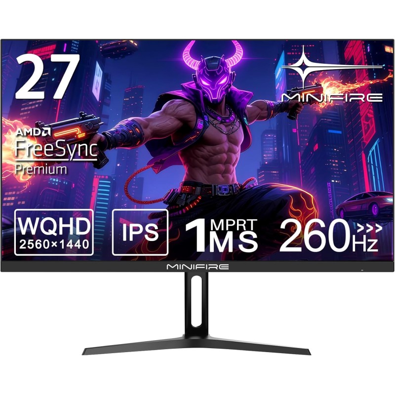 Minifire 27 Ecran PC Gamer,260Hz, Fast IPS Moniteur Gaming, QHD 2K 2560 x 1440p,1Ms, Écran Blanc, Freesync, 130% sRGB, HDR10, Fa