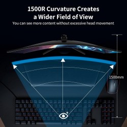 Minifire Écran PC Gaming Incurvé 34 Pouces, 2K UWQHD(3440x1440),1ms MPRT, 165Hz(DP), 100Hz(HDMI), AMD FreeSync, Moniteur Gaming 