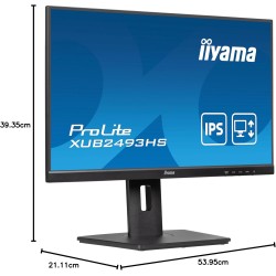ecran iiyama XU2493HSU-B6 23.8" Prolite, Ultra Mince, IPS, 1920x1080 @100Hz, 1 ms, 250cd, HDMI/DP, Haut-parleurs, VESA, i-Style 