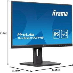 Iiyama Ecran 23,8'' Noir Dalle IPS Ultra Mince 16:9 1920x1080 0.5ms 100Hz 250 CD/m² HDMI DP HPs 15cm Pied réglable en Hauteur + 