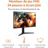 Amazon Basics Écran de gaming 24", FHD 1080p, 165 Hz, compatible VESA, Adaptive Sync, temps de réponse de 1 ms, Noir