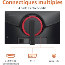 Amazon Basics Écran de gaming 24", FHD 1080p, 165 Hz, compatible VESA, Adaptive Sync, temps de réponse de 1 ms, Noir