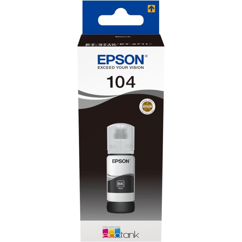 Epson ecotank 104 noir genuine ink bottle,single