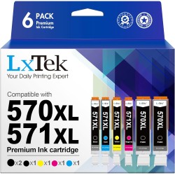 LxTek PGI-570XL CLI-571XL Cartouches d'encre Compatible pour Canon 570 571XL PGI-570 CLI-571 XL pour Pixma MG5750 TS5050 MG5753 