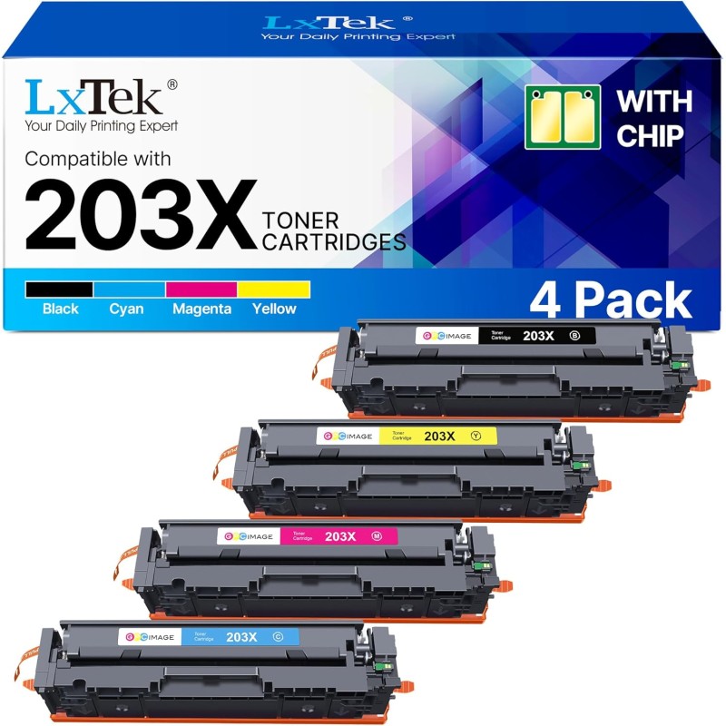 LxTek 203X Cartouche de Toner Compatible pour HP 203X 203A CF540X CF540A pour Color Laserjet Pro MFP M281fdw M254dw MFP M281fdn 