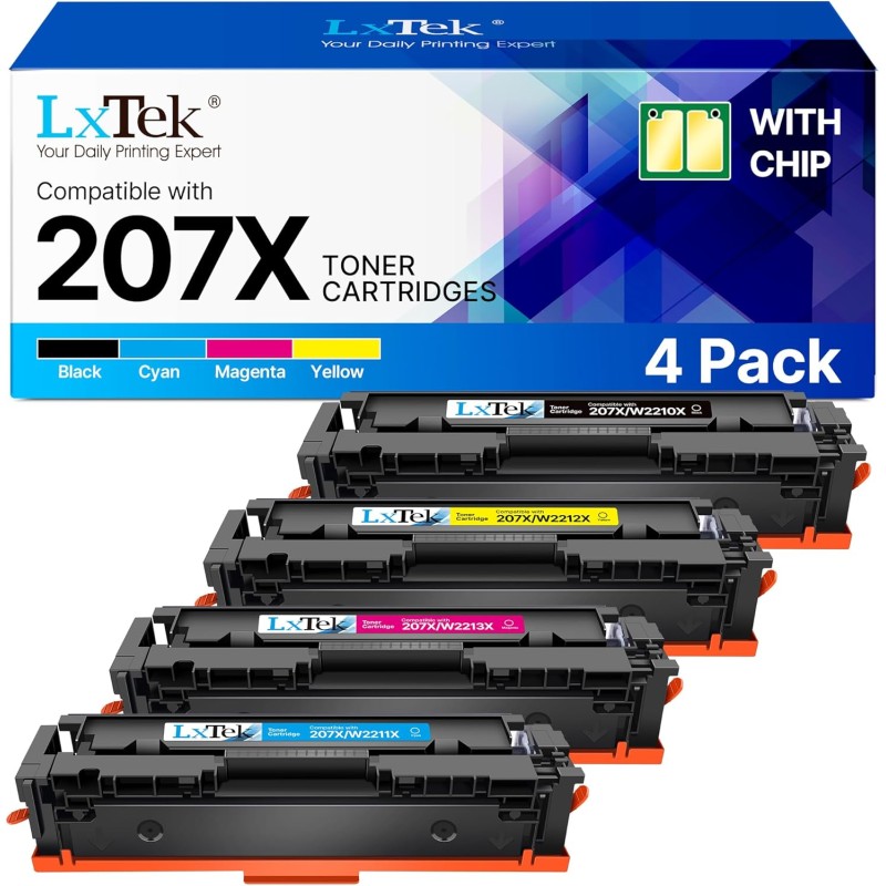 LxTek 207X 207A avec Puce Cartouche de Toner Compatible HP 207X 207A pour HP Color LaserJet Pro MFP M283fdw M255dw M255nw M283fd
