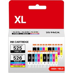 Cartouches d'encre Compatibles pour Canon 525 526 PGI-525 CLI-526 pour Canon Pixma MG5150 MG5250 MG5350 MG5200 MG5300 MG6150 IX6