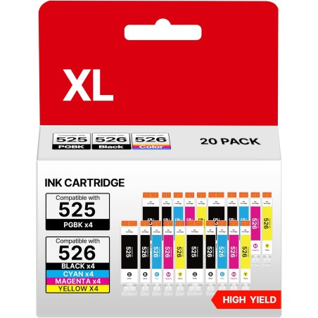 Cartouches d'encre Compatibles pour Canon 525 526 PGI-525 CLI-526 pour Canon Pixma MG5150 MG5250 MG5350 MG5200 MG5300 MG6150 IX6
