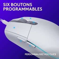 Logitech G203 Souris Filaire Gaming 2nd Gen : 8000 DPI, Effets Lumineux Multicolores LIGHTSYNC RGB, 6 Boutons Programmables, Mém