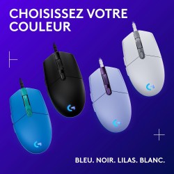 Logitech G203 Souris Filaire Gaming 2nd Gen : 8000 DPI, Effets Lumineux Multicolores LIGHTSYNC RGB, 6 Boutons Programmables, Mém