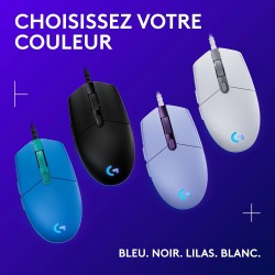 Logitech G203 LIGHTSYNC USB Souris Gaming avec Éclairage RVB Personnalisable, 6 Boutons Programmables, Capteur Niveau Gaming, 8 