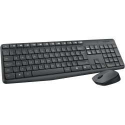 Logitech MK235 Combo Clavier Souris sans fil pour Windows, 2,4 GHz Récepteur USB, 15 Touches de Fonctions, Batterie Longue Durée
