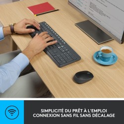 Logitech MK235 Combo Clavier Souris sans fil pour Windows, 2,4 GHz Récepteur USB, 15 Touches de Fonctions, Batterie Longue Durée
