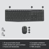 Logitech MK235 Combo Clavier Souris sans fil pour Windows, 2,4 GHz Récepteur USB, 15 Touches de Fonctions, Batterie Longue Durée