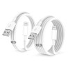 Lot de 2 câbles de charge USB vers Lightning pour iPhone 1 m + 2 m - Certifié MFi - Pour iPhone 14/13/12/11/Pro/ProMax/Mini/XS/X