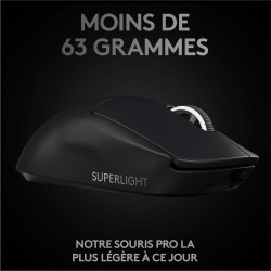 Logitech G PRO X SUPERLIGHT Souris Gaming sans Fil, Capteur Gaming HERO 25K, 25 600 PPP, Ultra-Léger avec 63g, 5 Boutons Program