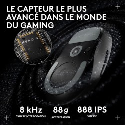 Logitech G PRO X SUPERLIGHT 2 DEX, souris de gaming sans fil, 60g souris Pro-Grade pour droitier, 5 boutons programmables, recha