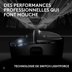 Logitech G PRO X SUPERLIGHT 2 DEX, souris de gaming sans fil, 60g souris Pro-Grade pour droitier, 5 boutons programmables, recha