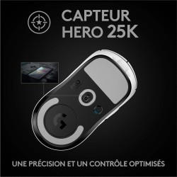 Logitech G PRO X SUPERLIGHT Souris Gaming sans Fil, Capteur Gaming HERO 25K, 25 600 PPP, Ultra-Léger avec 63g, 5 Boutons Program