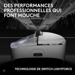 Logitech G PRO X SUPERLIGHT 2 DEX, souris de gaming sans fil, 60g souris Pro-Grade pour droitier, 5 boutons programmables, recha