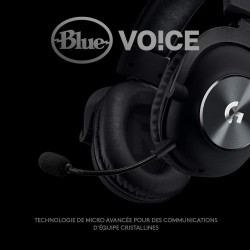 Logitech g pro x casque filaire gamer over-ear avec micro bleu vo!ce, dts headphone:x 2.0, transducteurs pro-g 50mm, son surroun