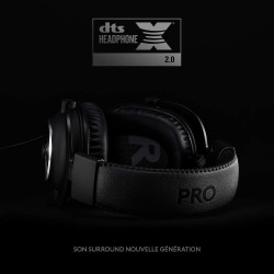 Logitech g pro x casque filaire gamer over-ear avec micro bleu vo!ce, dts headphone:x 2.0, transducteurs pro-g 50mm, son surroun