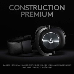Logitech g pro x casque filaire gamer over-ear avec micro bleu vo!ce, dts headphone:x 2.0, transducteurs pro-g 50mm, son surroun