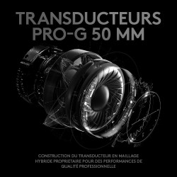 Logitech g pro x casque filaire gamer over-ear avec micro bleu vo!ce, dts headphone:x 2.0, transducteurs pro-g 50mm, son surroun