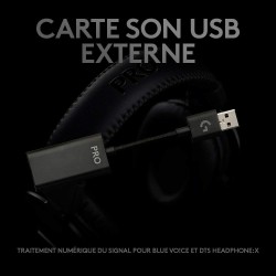 Logitech g pro x casque filaire gamer over-ear avec micro bleu vo!ce, dts headphone:x 2.0, transducteurs pro-g 50mm, son surroun