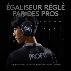 Logitech g pro x casque filaire gamer over-ear avec micro bleu vo!ce, dts headphone:x 2.0, transducteurs pro-g 50mm, son surroun