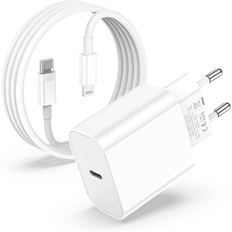 Chargeur iPhone,Chargeur Rapide avec 2M Câble USB C,Type C Adaptateur Secteur pour Original Apple iPhone 14/13/12/11/Plus/Pro/Pr