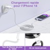 Chargeur iPhone,Chargeur Rapide avec 1M Câble USB C,Type C Adaptateur Secteur pour Original Apple iPhone 14/13/12/11/Plus/Pro/Pr