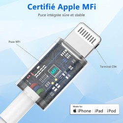 ZMHPJQ 1M Câble USB C Lightnning[Certificat MFi] Rapide Type C Câble Charge Chargeur Type C Câble Chargeur pour iPhone 14 13 12 