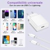 Chargeur iPhone,Chargeur Rapide avec 3m Câble USB C,Type C Adaptateur Secteur pour Original Apple iPhone 14/13/12/11/Plus/Pro/Pr