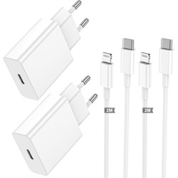 Chargeur iPhone,2 Pièces Chargeur Rapide avec 2M Câble USB C,Type C Adaptateur Secteur pour Original Apple iPhone 14/13/12/11/Pl