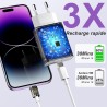 Chargeur iPhone,2 Pièces Chargeur Rapide avec 1M Câble USB C,Type C Adaptateur Secteur pour Original Apple iPhone 14/13/12/11/Pl